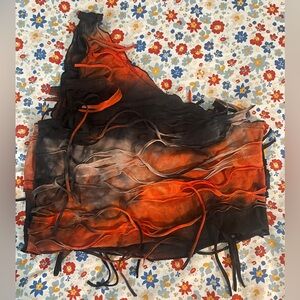 Off-Shoulder Orange and Black Tank Top